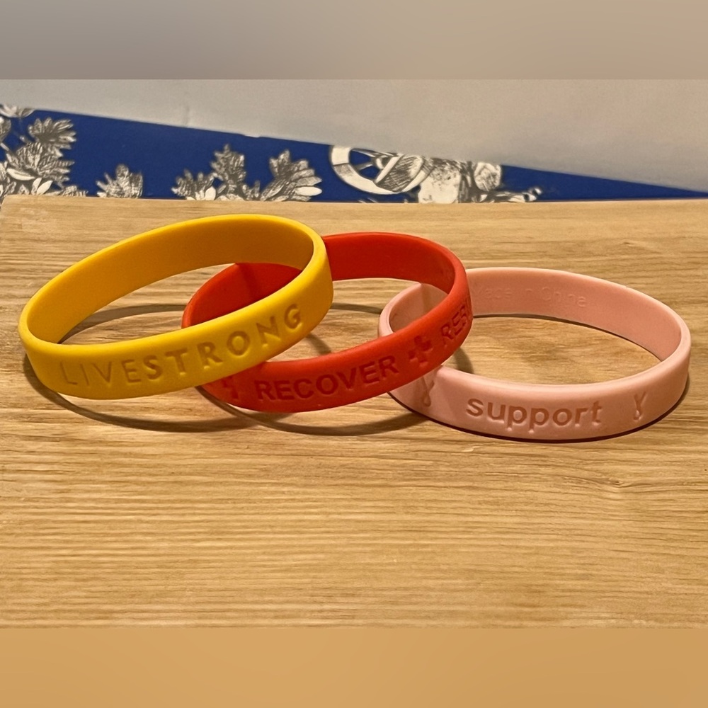 LOT OF 3 CHARITY SILICONE BRACELETS.